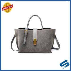 PU Crossbody Tote Bag with Lock Clasp, Zippered Pocket, Lightweight Work Handbag